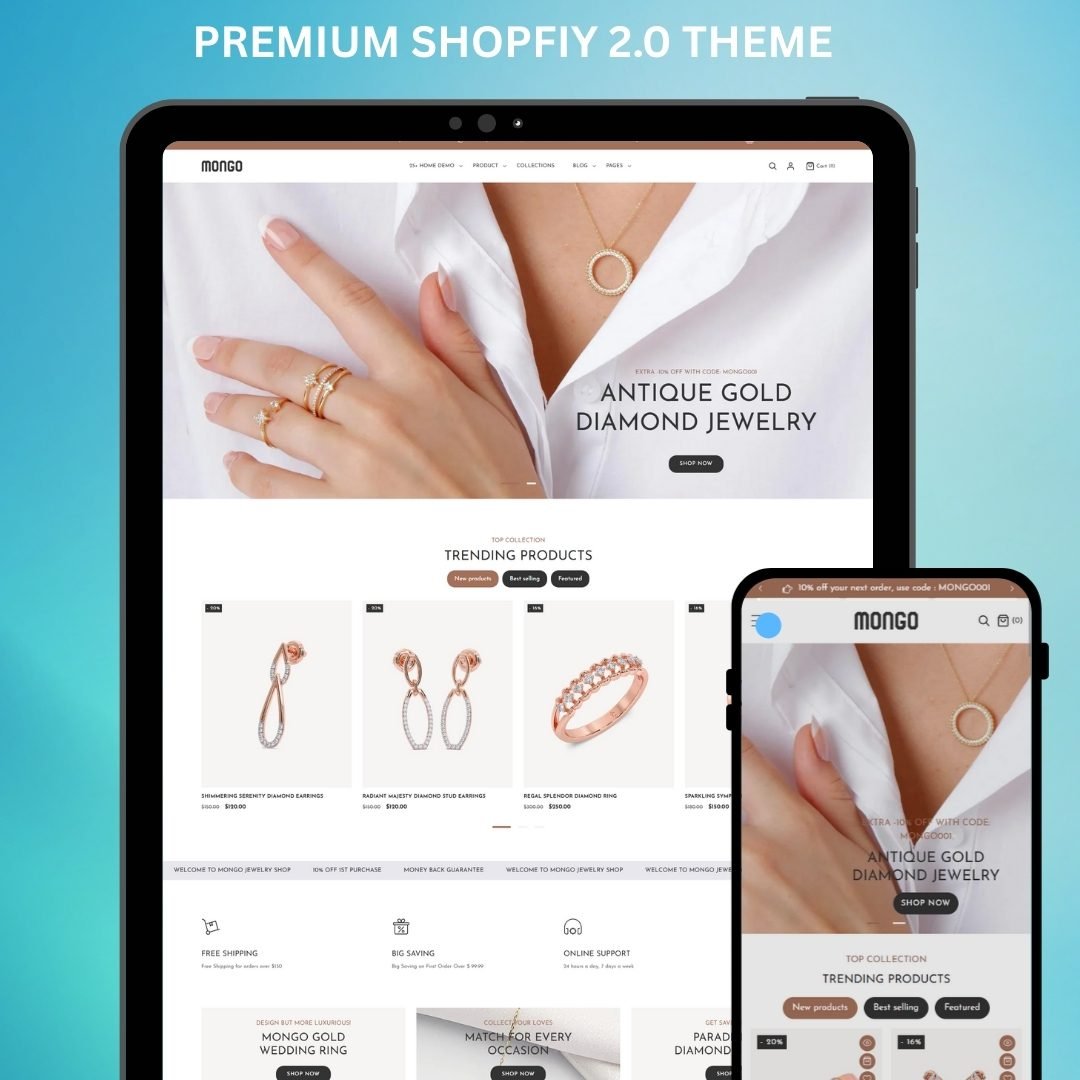 Jewelry Shopify Theme: Minimalist Website Template layoutkart
