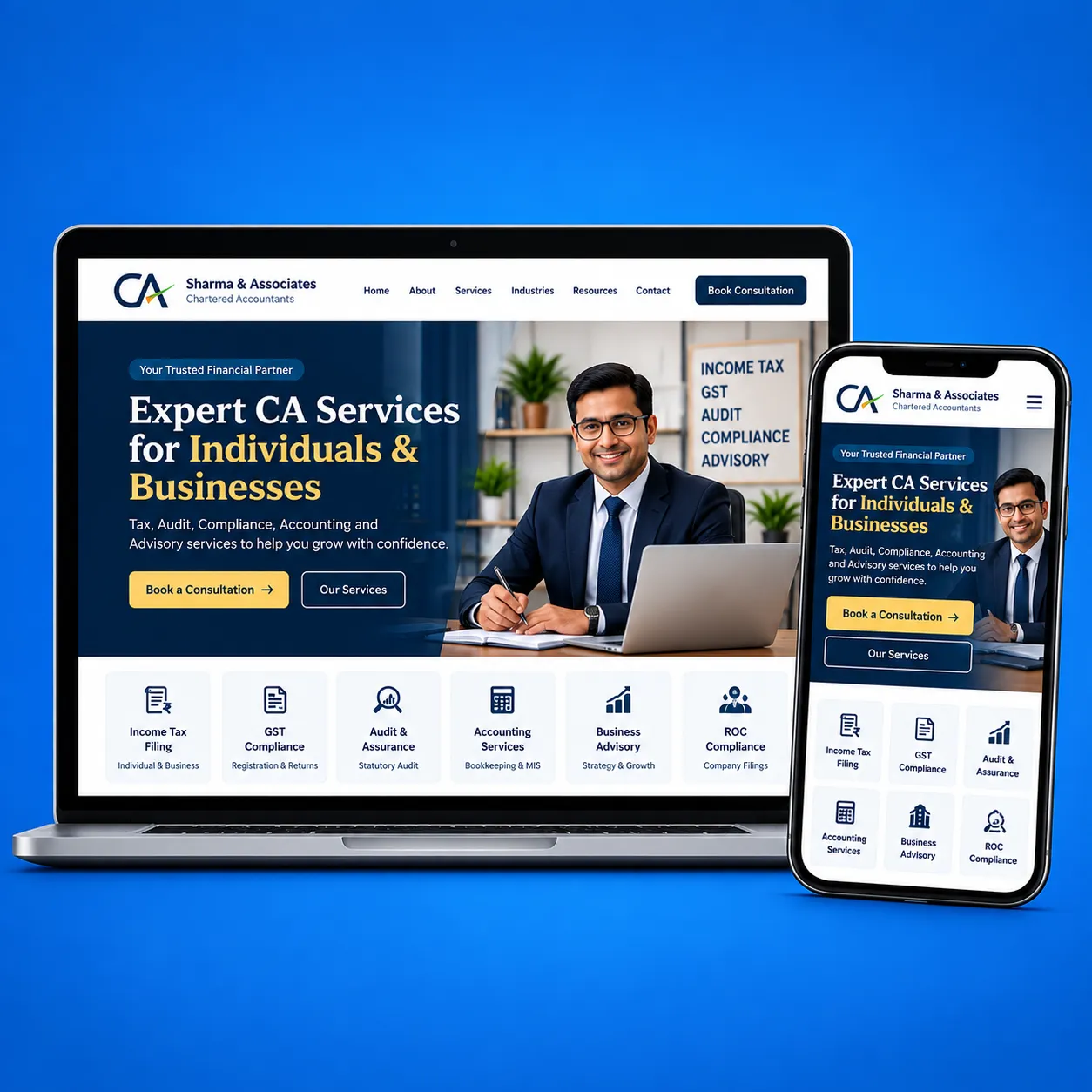 Chartered Accountant Website Template - Premium design by LayoutKart