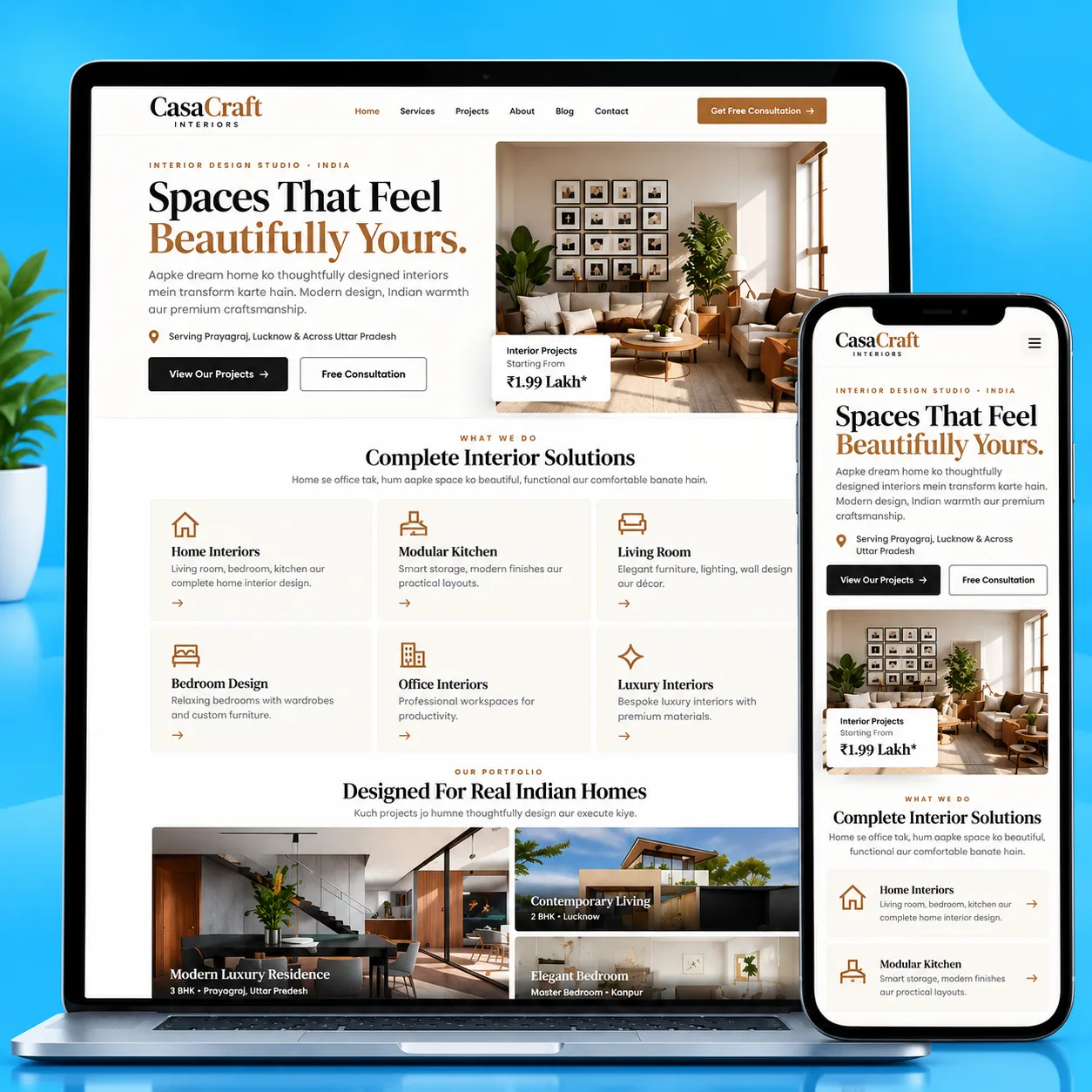 Interior Design Website Template - Premium design by LayoutKart