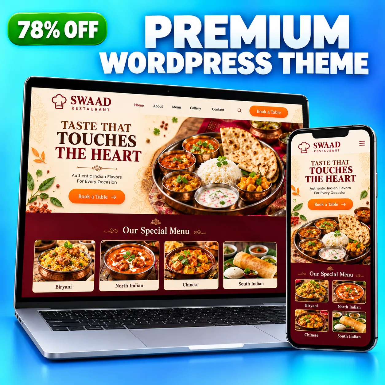Restaurant Website Template for Restaurants & Cafes - Premium design by LayoutKart
