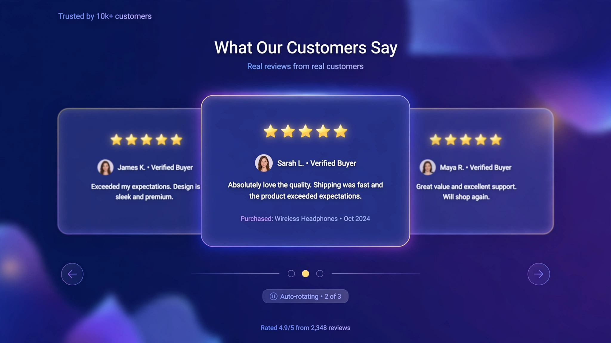 Shopify Testimonial Auto Slider